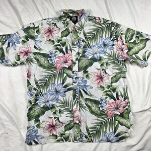 Reyn Spooner Classic Fit Mens Size XL Green White Floral Hawaiian Shirt Button U